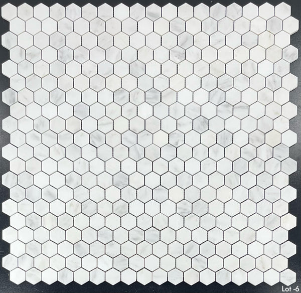 Pearl White 1 1/4" Hexagon Mosaic Honed