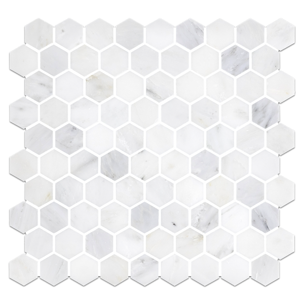 Pearl White 1 1/4" Hexagon Mosaic Honed - Elon Tile & Stone