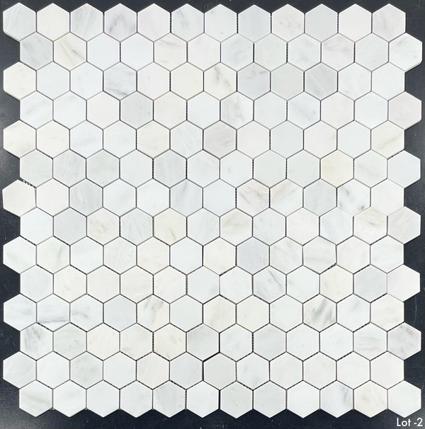 Pearl White 2" Hexagon Mosaic Polished