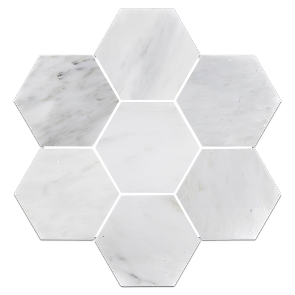 Pearl White 5" Hexagon Mosaic Polished - Elon Tile & Stone
