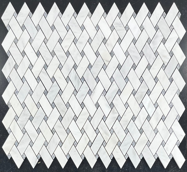 Pearl White Modern Weave with Pacific Gray Dot Mosaic Honed