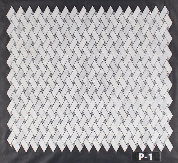 Pearl White Modern Weave with Pacific Gray Dot Mosaic Polished