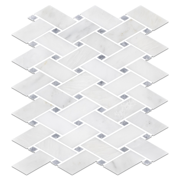 Pearl White Modern Weave with Pacific Gray Dot Mosaic Polished