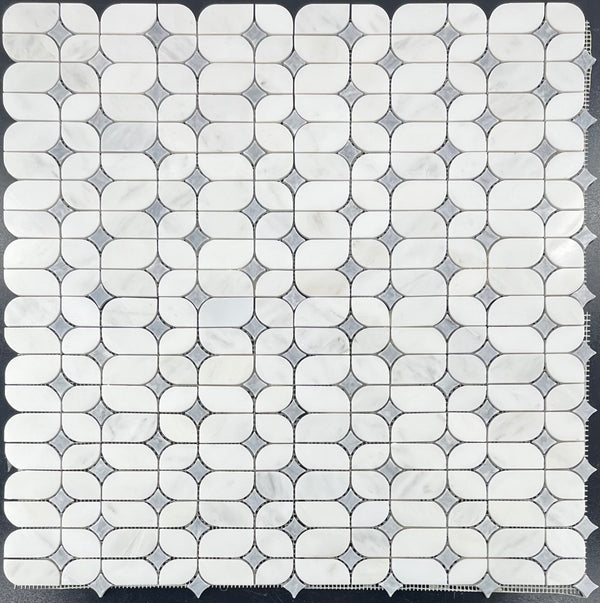 Pearl White Starlight with Pacific Gray Star Mosaic Polished