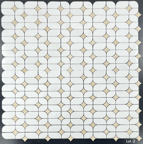Thassos Starlight blanco con mosaico de estrellas Crema Marfil pulido