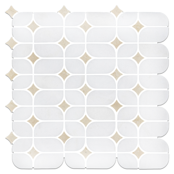 Thassos Starlight blanco con mosaico de estrellas Crema Marfil pulido
