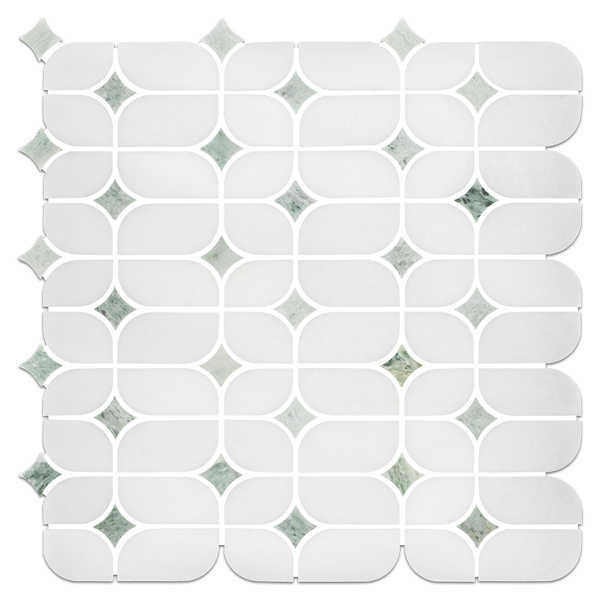 White Thassos Starlight with Ming Green Star Mosaic Polished