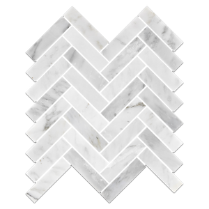 Pearl White 1" x 4" Herringbone Mosaic Polished - Elon Tile & Stone