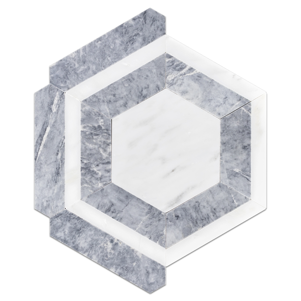 Pearl White Honeycomb with Pacific Gray Mosaic Honed