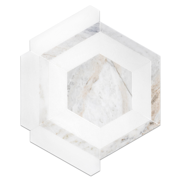Bianco Oro Honeycomb with White Thassos Mosaic Honed