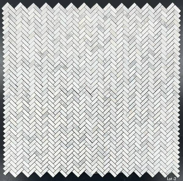 Pearl White Micro Herringbone Mosaic Honed