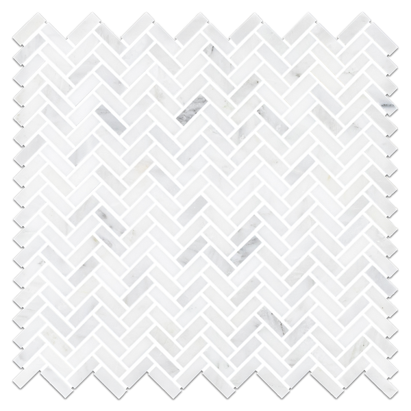 Pearl White Micro Herringbone Mosaic Honed