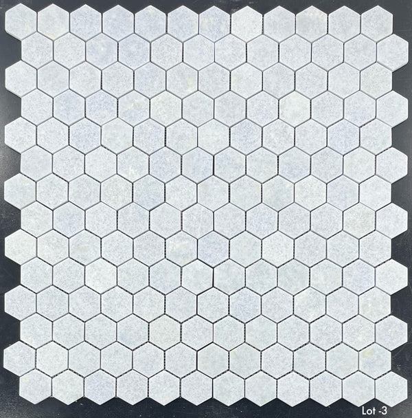 Mosaico hexagonal azul celeste de 2" pulido