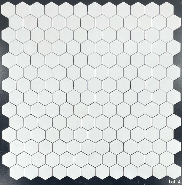 White Thassos 2" Hexagon Mosaic Honed