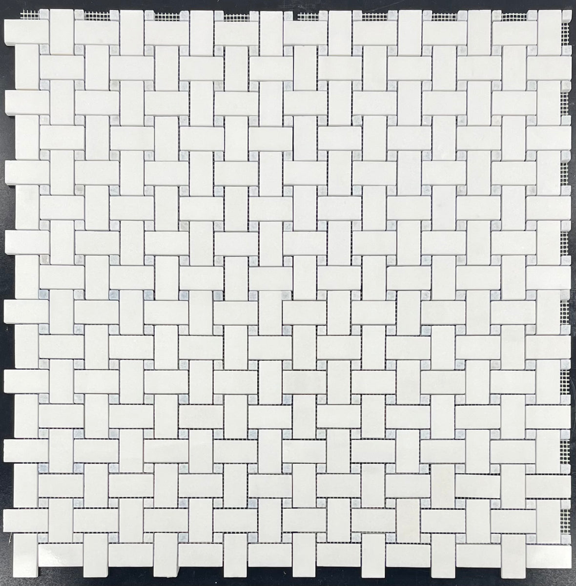 1-1/8 x 2 Basketweave, Blue Celeste - Thassos