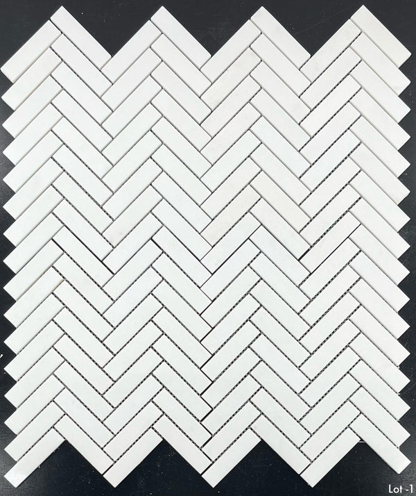 Mosaico de espiga de Thassos blanco de 1" x 4" pulido