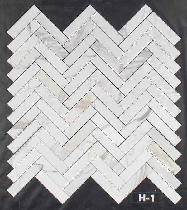 Calacatta Gold 2" x 8" Herringbone Mosaic Honed