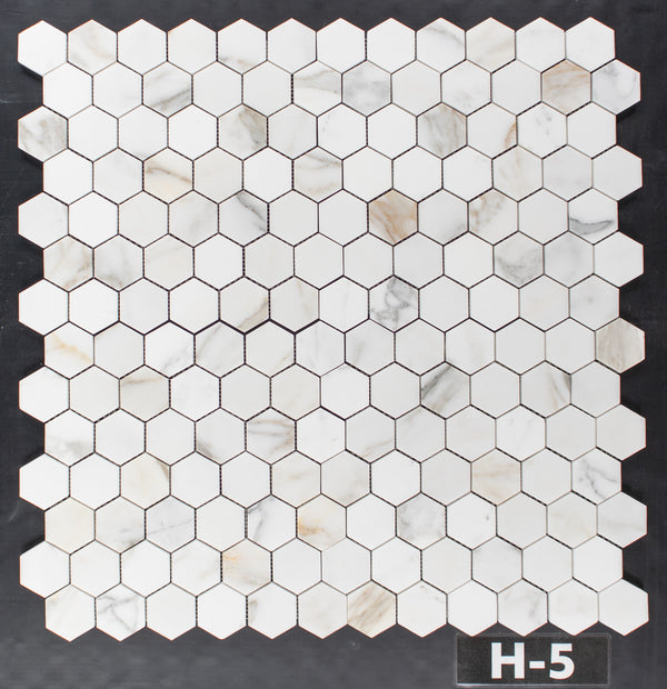 Calacatta Gold 2" Hexagon Mosaic Honed - Elon Tile & Stone