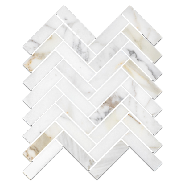 Calacatta Gold 1" x 4" Herringbone Mosaic Honed