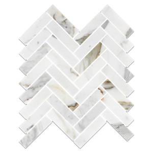 Calacatta Gold 1" x 4" Herringbone Mosaic Polished - Elon Tile & Stone