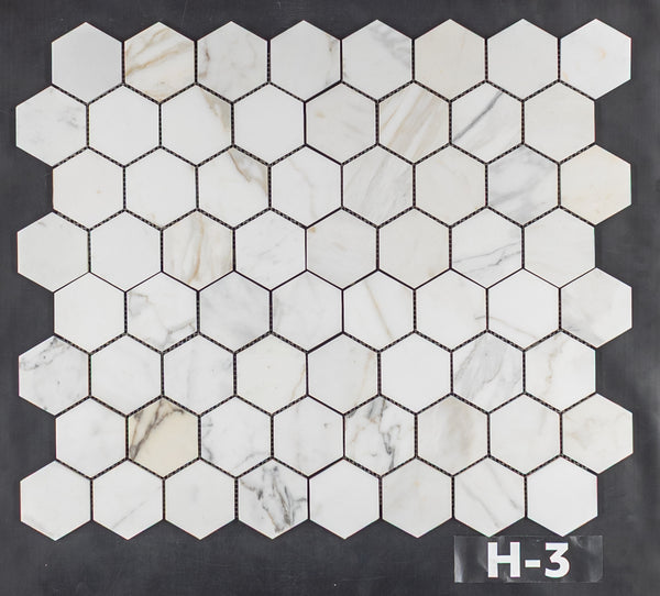 Calacatta Gold 3" Hexagon Mosaic Honed