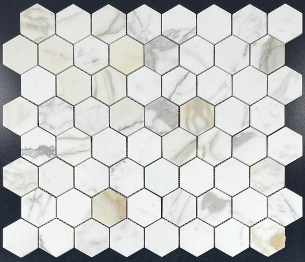 Calacatta Gold 3" Hexagon Mosaic Honed