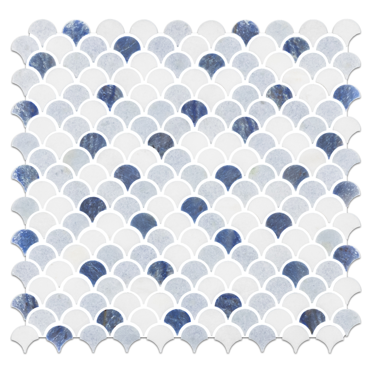 Tri-Blend Fan (Blue Celeste, Azul Macauba, & White Thassos) Mosaic