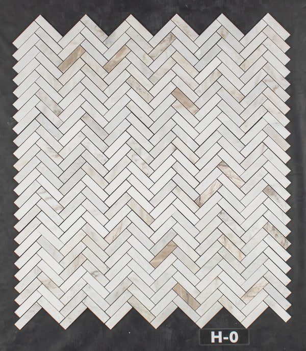 Bianco Oro 1" x 4" Herringbone Mosaic Honed