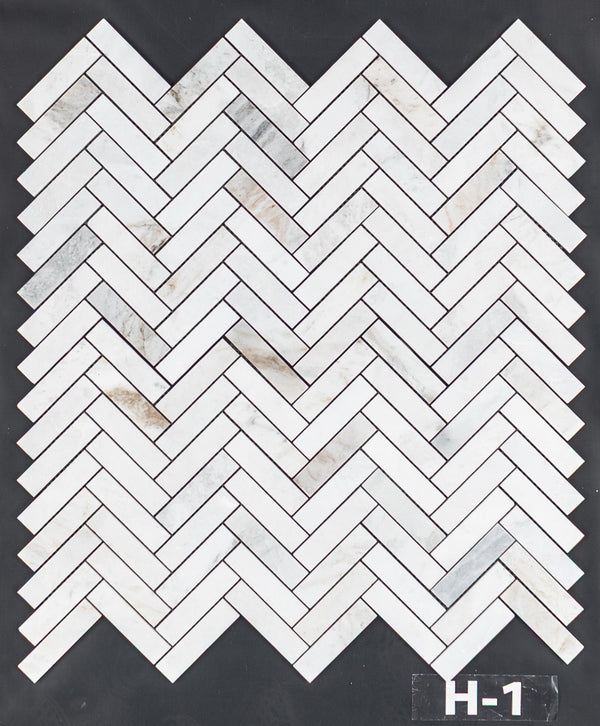 Bianco Oro 1" x 4" Herringbone Mosaic Honed