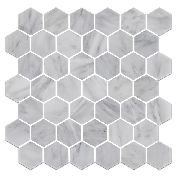 Mosaico hexagonal gris místico de 2" pulido