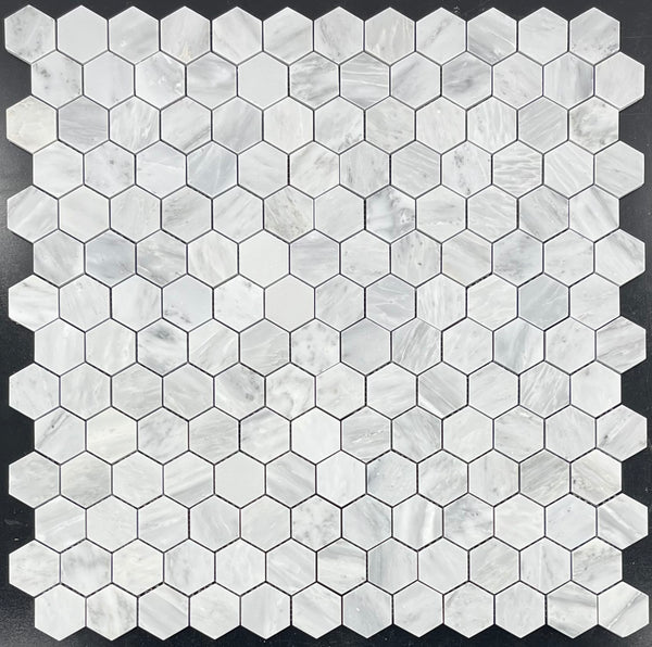 Mosaico hexagonal gris místico de 2" pulido