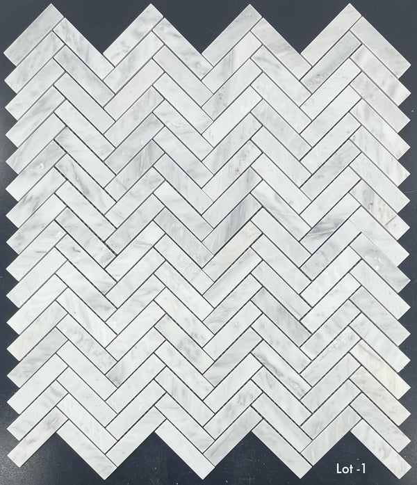 Mystic Gray 1" x 4" Herringbone Mosaic Honed