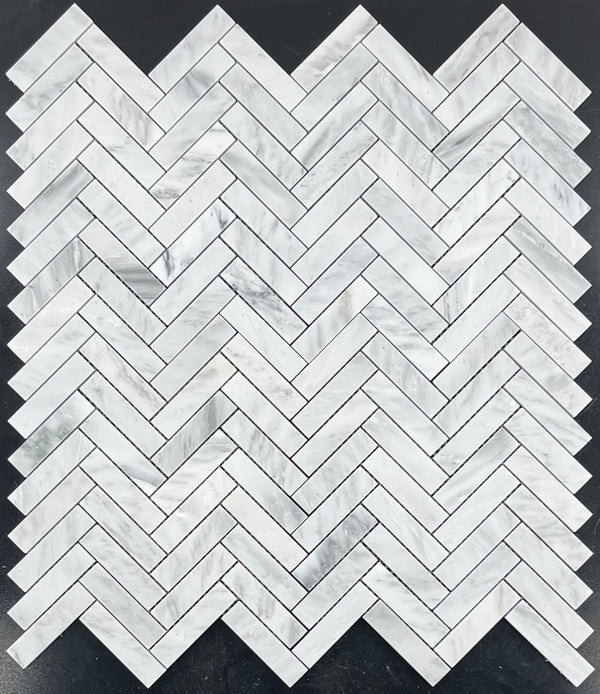 Mystic Gray 1" x 4" Herringbone Mosaic Honed