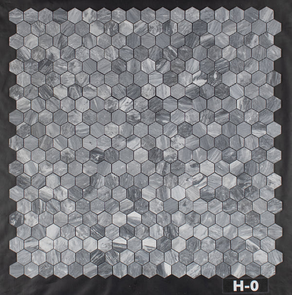 Bardiglio Nuvolato 2" Hexagon Mosaic Honed