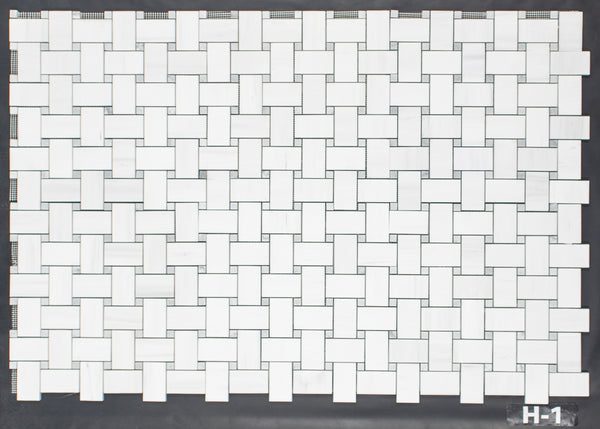 Tejido de cesta extra grande de dolomita con mosaico de puntos Bianco Carrara de 5/8" pulido