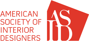 Logo of the American Society of Interior Designers (ASID) with Red & White text