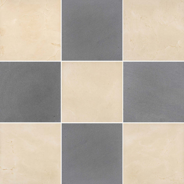 Crema Marfil & Grey Basalt Checkerboard