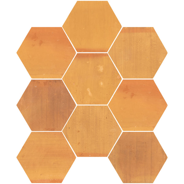 Chocolate Stained Terracotta 8" Hexagon Clear Semi Gloss