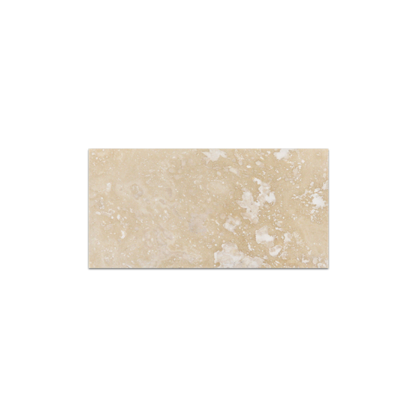 Cross-Cut Light Ivory Travertine 3" x 6" Honed & Filled