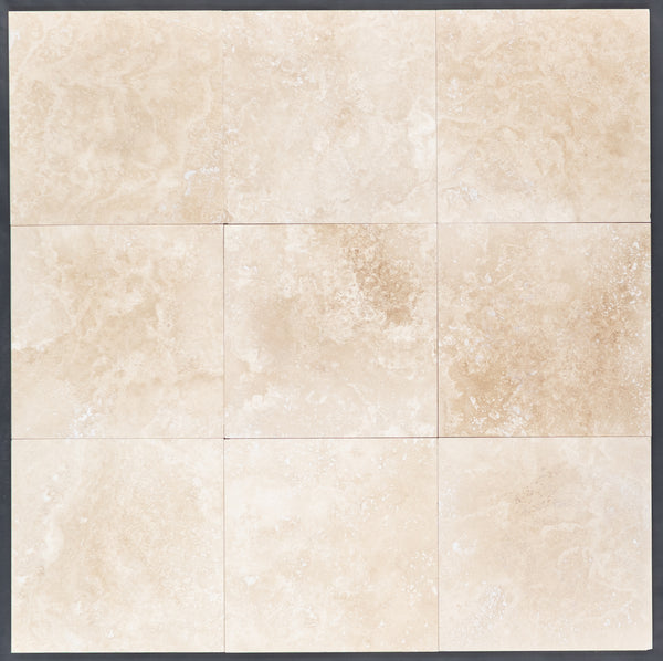 Travertino marfil claro de corte cruzado 12" x 12" Pulido y relleno **CUT**
