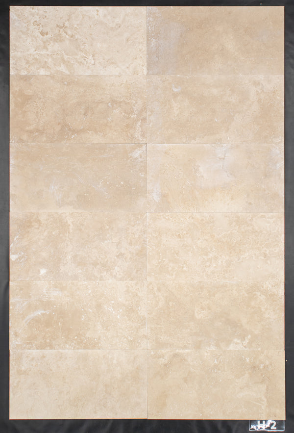 Travertino marfil claro de corte transversal, 12" x 24", pulido y relleno