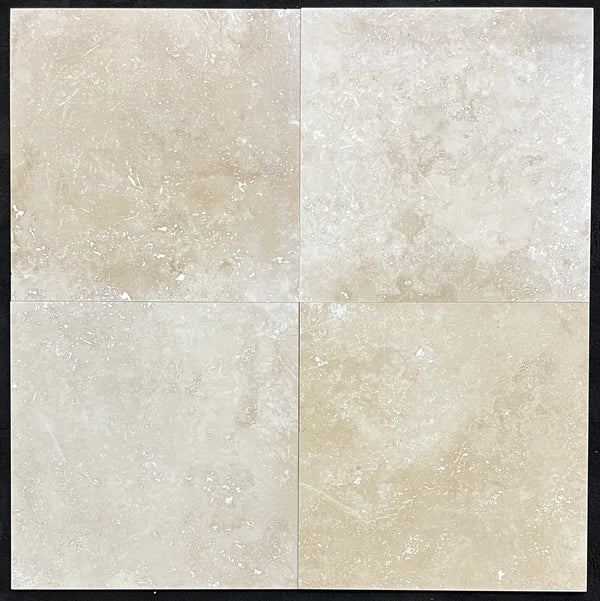 Cross-Cut Light Ivory Travertine 24" x 24" Honed & Filled
