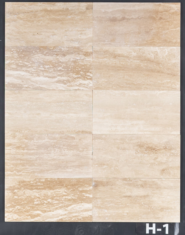 Vein-Cut Light Ivory Travertine 6" x 12" Honed & Filled