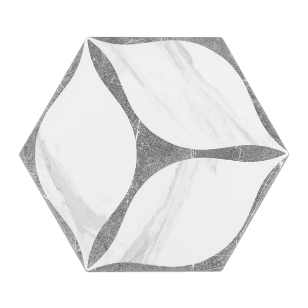 Corola Grey 8" Hexagon Porcelain