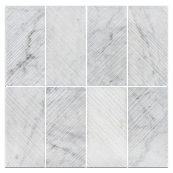 Mosaico de diamantes grabado Bianco Carrara pulido