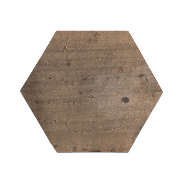 Walnut Stained Terracotta 12" Hexagon Clear Semi Gloss