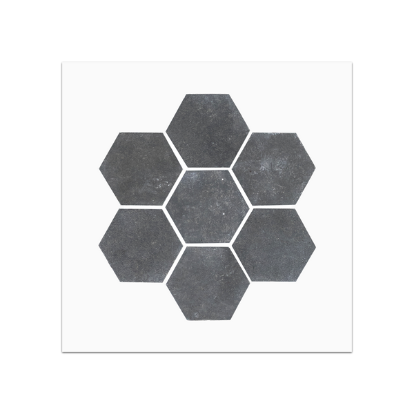 S110 - Tarjeta de muestra pulida con mosaico hexagonal de basalto gris de 2"