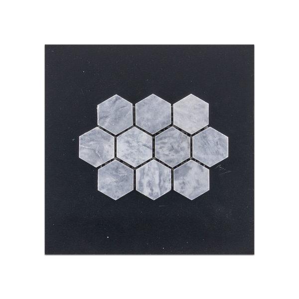 S115 - Pacific Gray 1 1/4" Hexagon Mosaic Honed Swatch Card