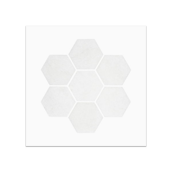 S124H - White Thassos 2" Hexagon Mosaic Honed Swatch Card