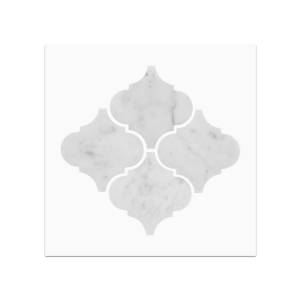S141 - Bianco Carrara 3" Lantern Mosaic Polished Swatch Card